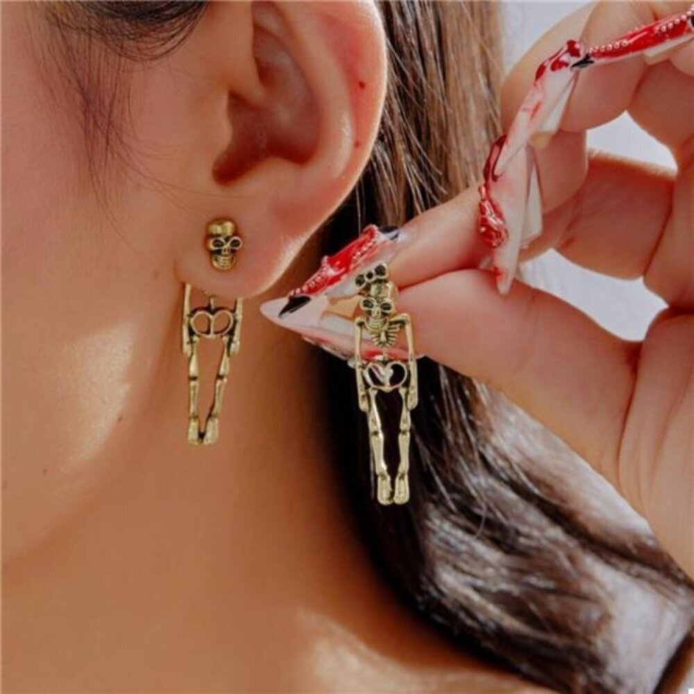 Halloween Skeleton Drop Earrings - Picture 6 of 11